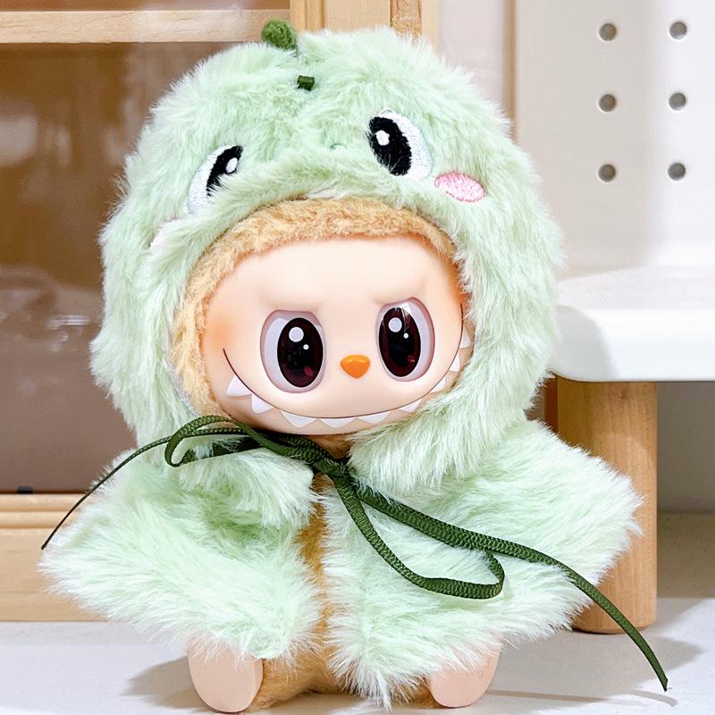 

Готовая продукция: 17-сантиметровая виниловая кукла Лабубу первого и второго поколения со сменной одеждой и аксессуарами for pendant Labubu зелёный