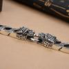 Vintage Thai Silver Double Leopard Men's Bracelet Personality Domineering Handwoven Leopard Old Hip Hop Trend Bracelet
