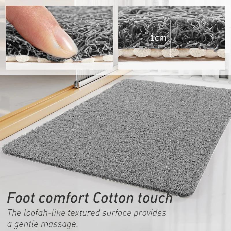 1Pc Bathroom Anti-slip Mat Mildew Proof Waterproof Shower Mat Soft Massage Home Bath Kitchen PVC Washable Quick Drying Floor Rug