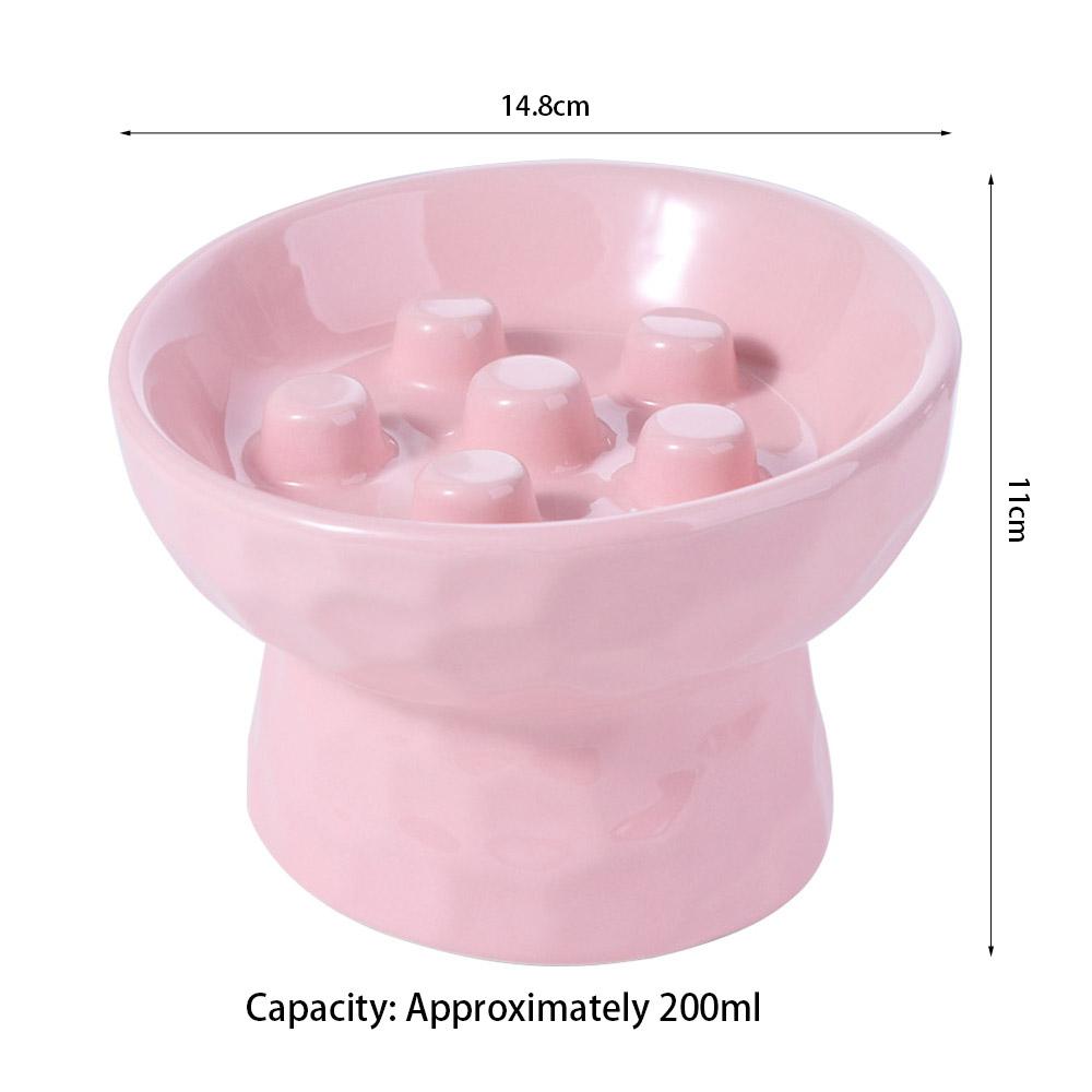 Ceramic Cat Slow Feeder Bowl Slanted Mouth Non-slip Pet High Foot Bowl Neck Protection Creative Pet Drinking Eating Feeder