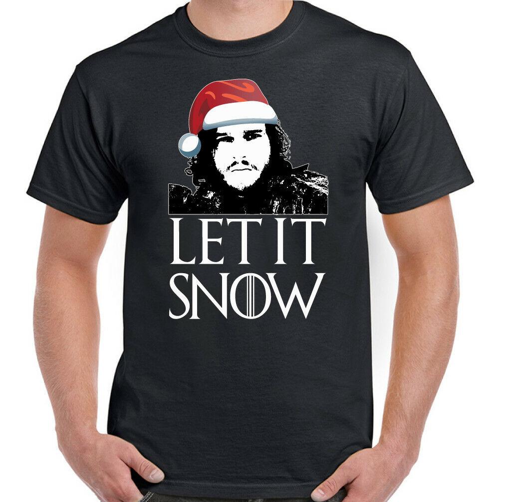 Christmas Let It Snow T-Shirt Mens Funny Game Of Thrones Inspired Jon GOT TV L