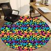 1pc Rainbow Leopard Print Chair Carpet for Office, Round Polyester Mat, Indoor Decor for Office, Easycare Fabric, Washable Non-slip Area Carpet