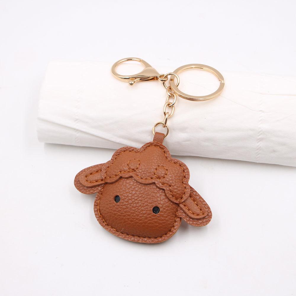 Yogodlns Cute Cartoon Sheep Design Faux Leather Pendant Lightweight Portable Decor Charm for Travel Backpacks Handbags