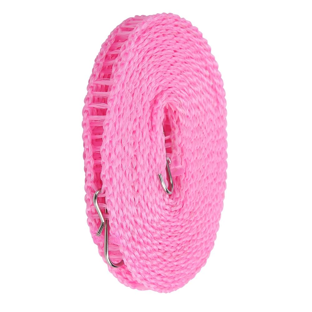 Portable Outdoor Clothes Line Clothesline Anti Skid Laundry Drying Rope 5 M Thickened (Pink)