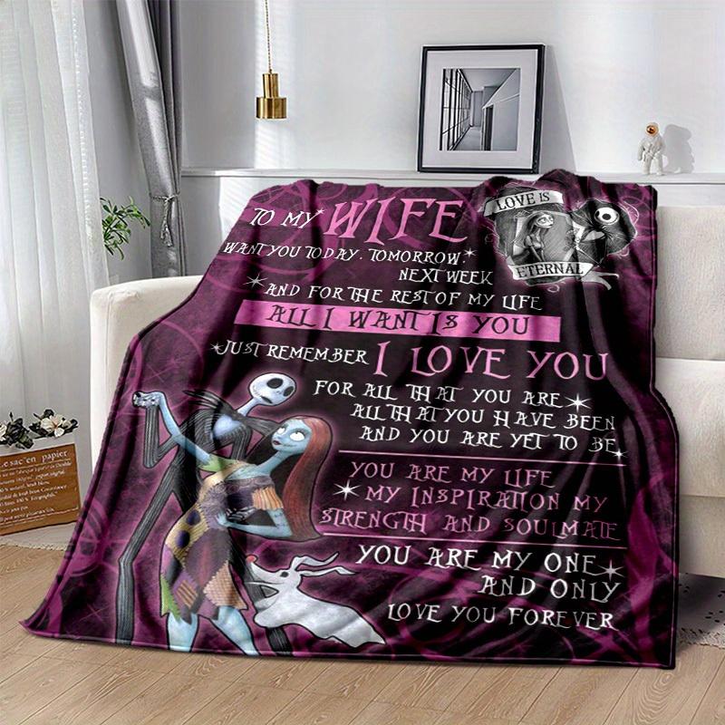 1pc. Nightmare Before Christmas Jack & Sally Romantic Love Eternal Blanket, Perfect for Home Decor, Gift Idea, Seasonal Use, Cartoon Throw B