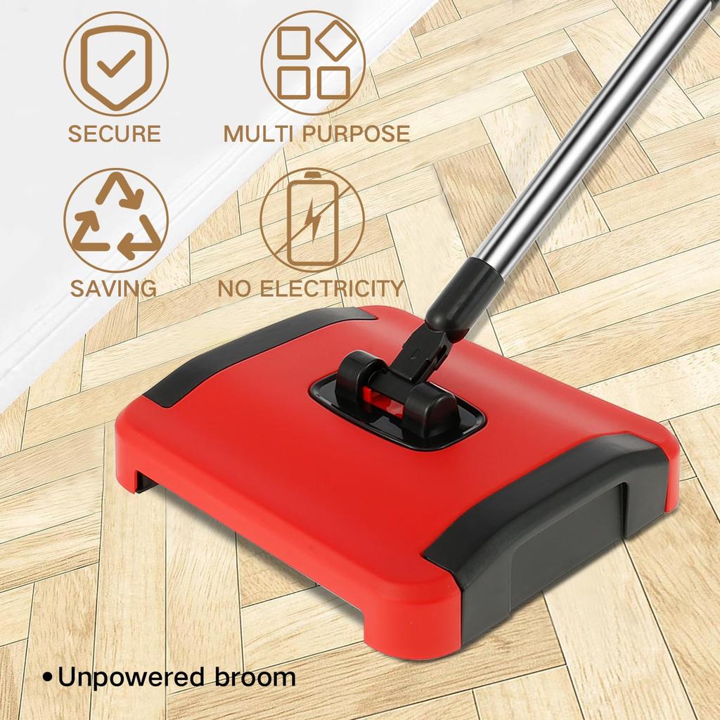 Non-Electric Carpet Broom Sweeper Efficient Hand Push Carpet Sweeper Rug Roller Brush Push for Cleaning Pet Hair Loose Debris