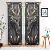 2 Pieces, Black Gold 3D Majestic Dragon Totem Curtains - Semi Blackout - Suitable for Living Room, Bedroom, Kitchen, Home Decora