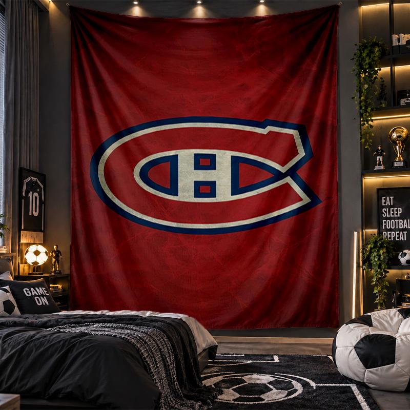 Arazzo da Appendere a Parete Stampa Montreal Canadiens Tessuto per Soggiorno Camera da Letto Decorazione Casa