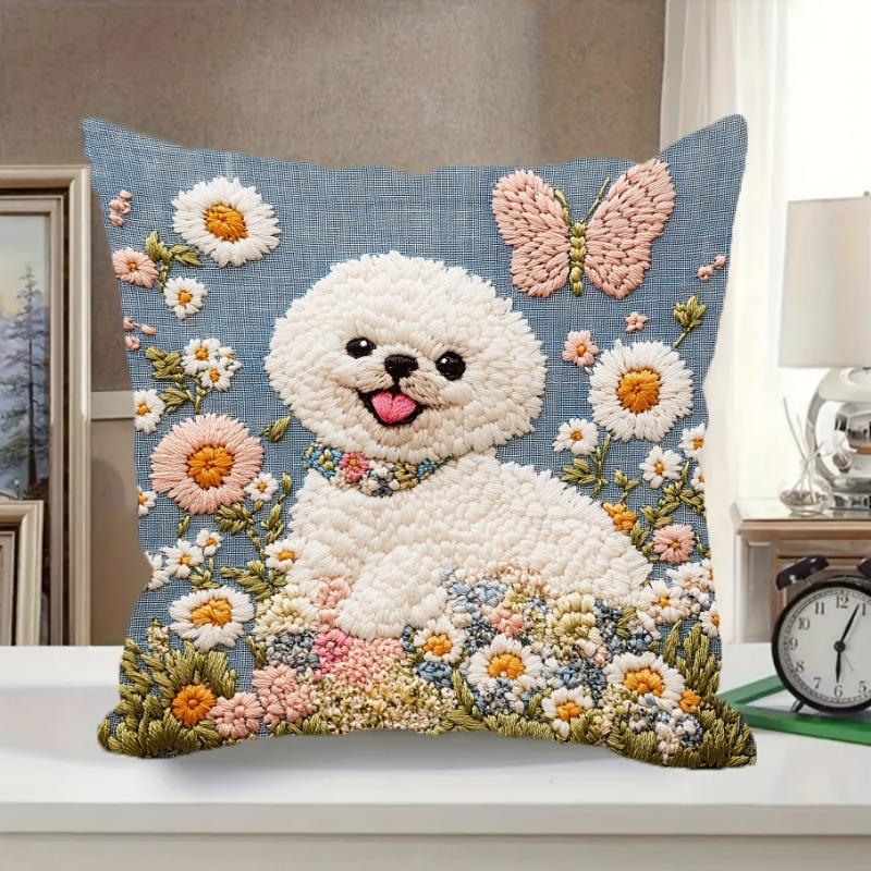 1Pc Bichon Frise Cushion Covers Chair Living Room Pillowcase Cozy Zipper Sofa Pillow Covers Bedroom Indoor H Ome Decor