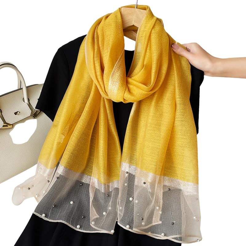 

[kinaviola] formal ladies stall shawl muffler Haori Large format silk touch Elegant Gorgeous pearl beads Bijou wedding party graduation ceremony