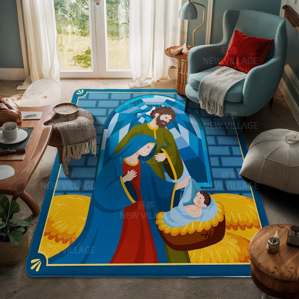 House Entrance Carpet Home Door Mat Living Room Bath Foot Bathroom Non-slip Water Absorption Rugs Bath Merry Christmas Winter