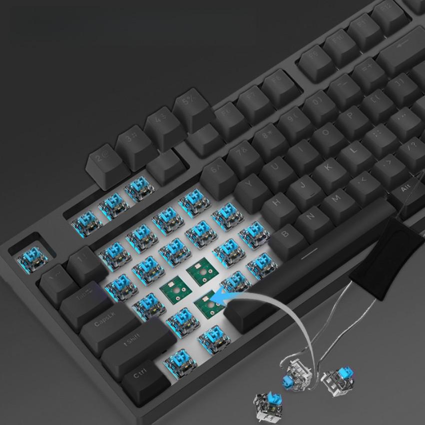108-Key Blue Switch Mechanical Keyboard - Wired for Gaming and Office Use, New Model.