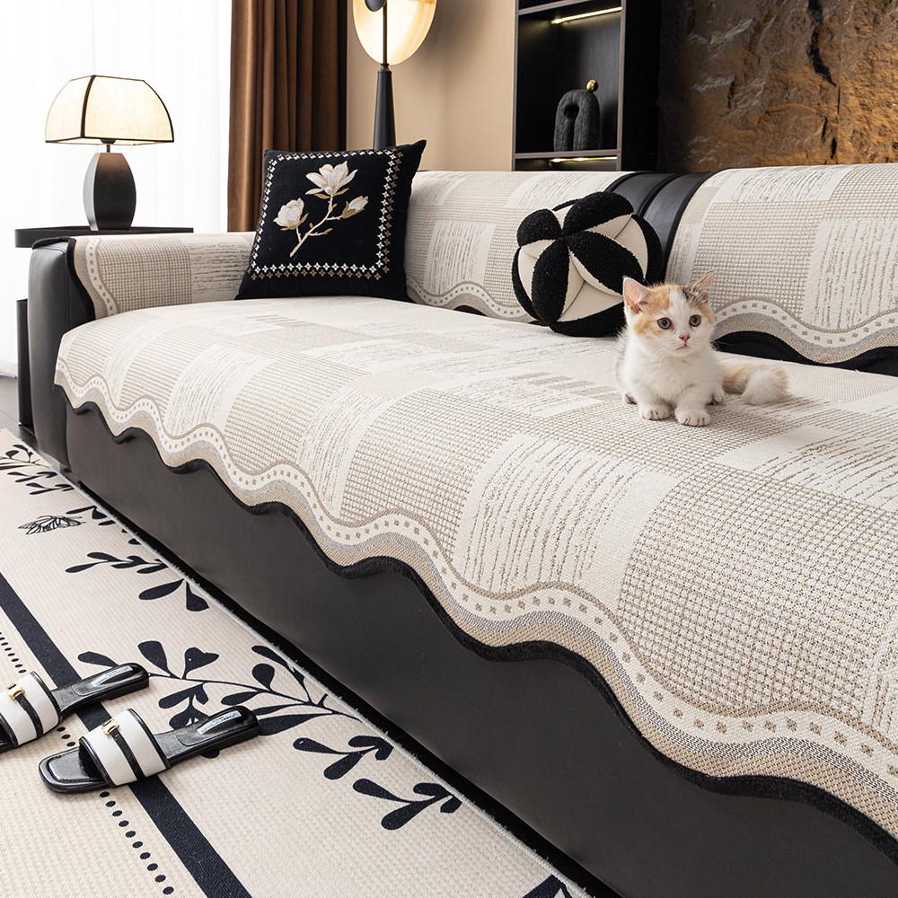 1pcs Irregular Sofa Cover Wear Resistant Non-Slip All-Season L Shape Couch Mat Breathable Home Couch Protector for Living Room