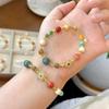 Chinese Style Multi-Gemstone Bracelet: South Red Amber, Jadeite, Hetian Jade, Pearl, Agate, and Crystal