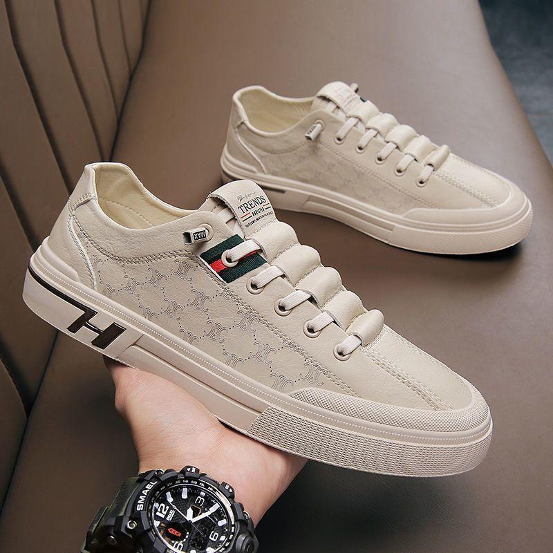 Fashion 2025 Summer New Little White Leather Shoes Versatile Breathable Casual Board Shoes Korean Version Trend One Step Men's Shoes