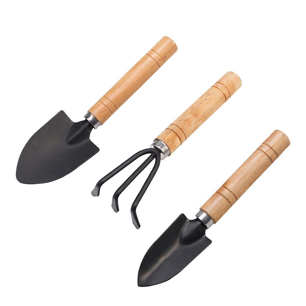 3PC/Set Garden Rake Shovels Wood Handle Metal Head Mini Kids Tool Garden Supplies DIY Garden Flowers Plant Weeding Seeding Tool