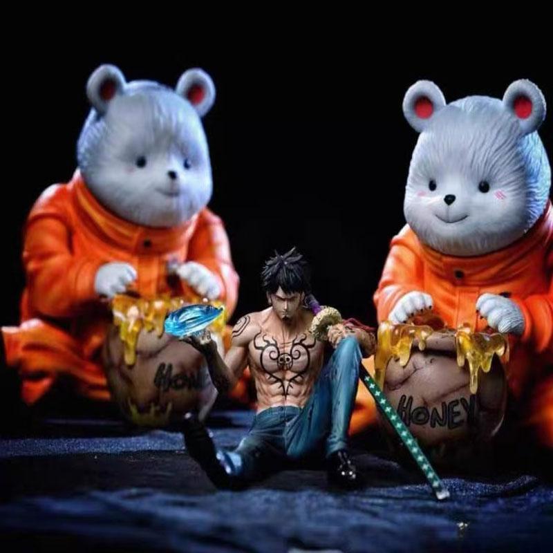 Anime One Piece Sitting Posture Trafalgar Law Bepo Figure Pvc Action Cute Figures Model Collection Decoration Toys Gift