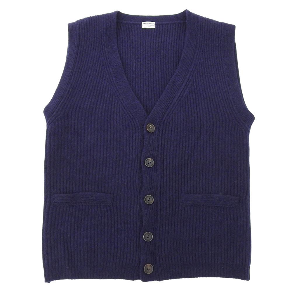 Anglo-Italian Excellent condition wool faux pocket knit vest, men's, navy, size S Best S NavyUsed