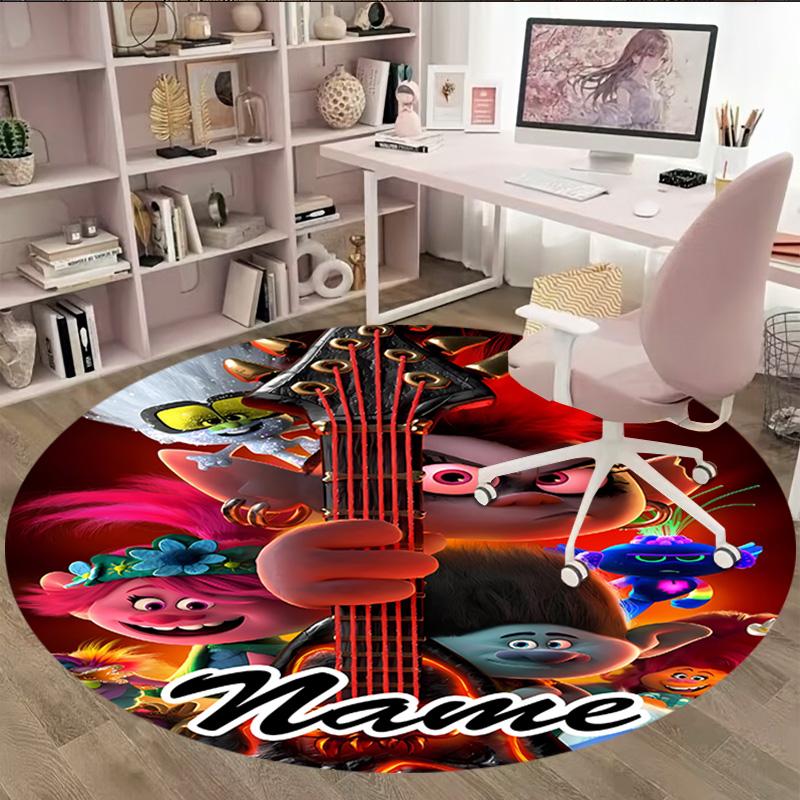 Customizable T-Trolls3 Round Non-Slip Carpet - Ideal for Garden, Picnic, Office, Perfect for Decoration, Suitable For All Seasons
