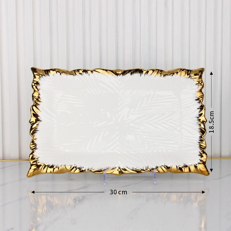 Golden Edged Ceramic Dining Plate Western Steak Plate Sushi Plates Dessert Bowl Sashimi Plates Fruit Dish Salad Bowl Soup Bowls