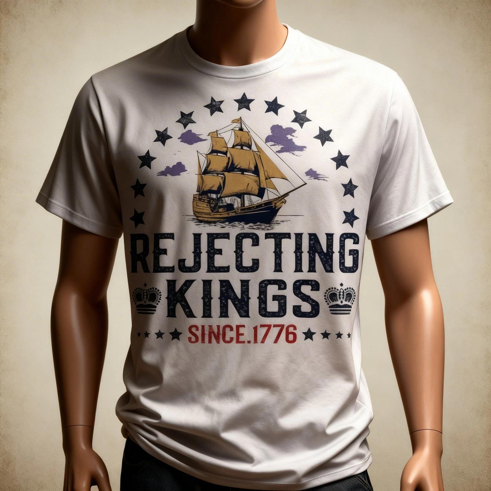Rejecting Kings Since 1776 Vintage Patriotic no kings T-Shirt S