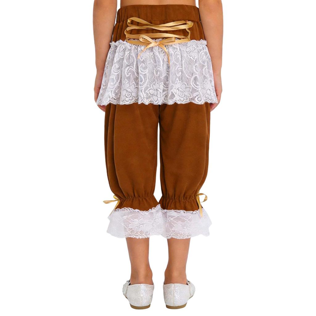 Kids Pirate Cosplay Bloomers Victorian Lolita Pantaloons Floral Lace Ruffle Elastic Waistband Steampunk Underwear