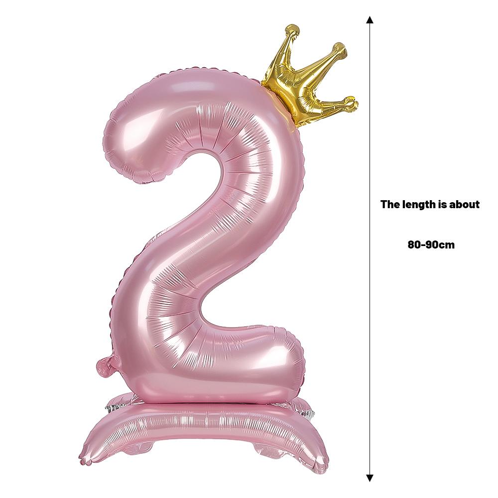 Balão digital de alumínio rosa com decoração de coroa de 42 polegadas, balão com número para decoração de festa de aniversário, suprimentos para meninas, lembrancinha de aniversário