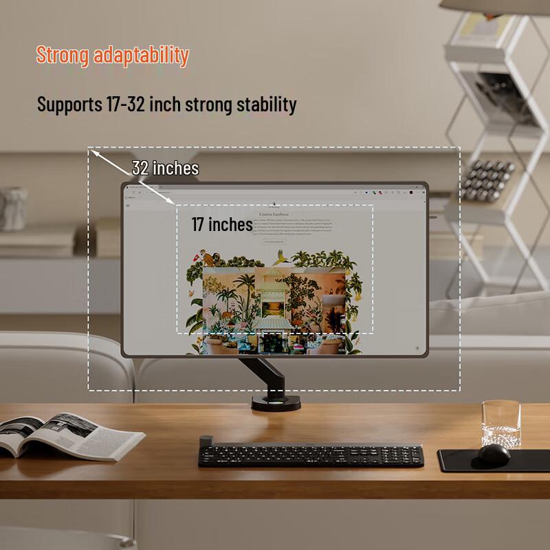 Myfu Monitor Arm Desk Mount with Laptop Tray & Wireless Charging