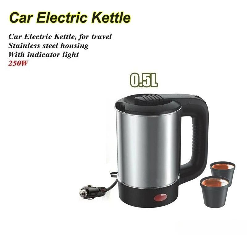 

Cigarette Lighter Car Electric Kettle Portable 500ml Stainless Steel Instant Heating Fast-Boiling Travel Kettle for SUV/Truck чорний