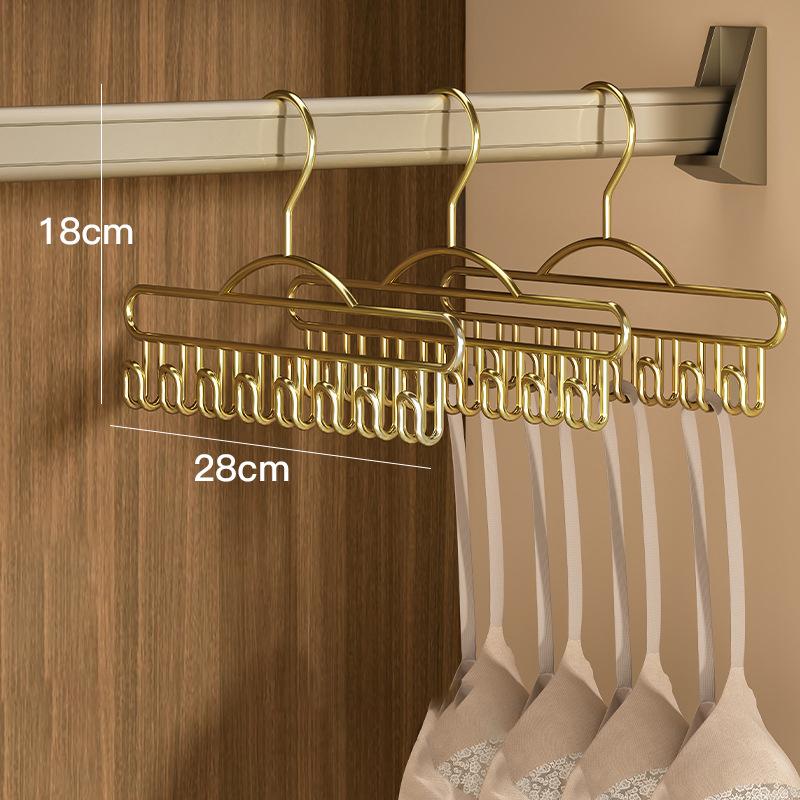Metal Belts Camisole Clothes Hanger 8 Hooks Tie Hats Organizer Rack NonSlip Space Saving Wardrobe Clothing Storage Holder