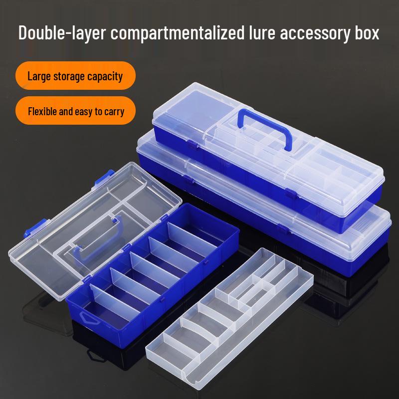 Portable Double-Layer Fishing Tackle Box - Large Capacity with Compartments for Lures and Hooks