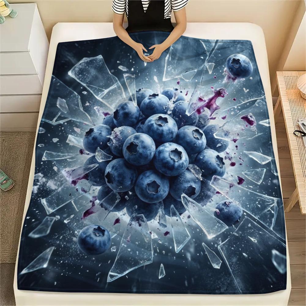 

1PC Fruit Print Flannel Blanket, High quality All Seasons, Home Decor, Warmth and Comfort, Perfect for Christmas Gifts 80cm x 120cm