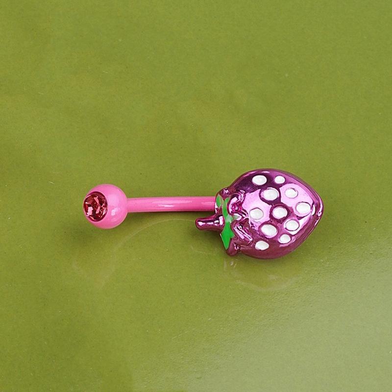Sweet Dinosaur Navel Ring Zircon Heart Strawberry Belly Button Ring For Women Body Piercing Decor Vacation Leisure Beach Jewelry