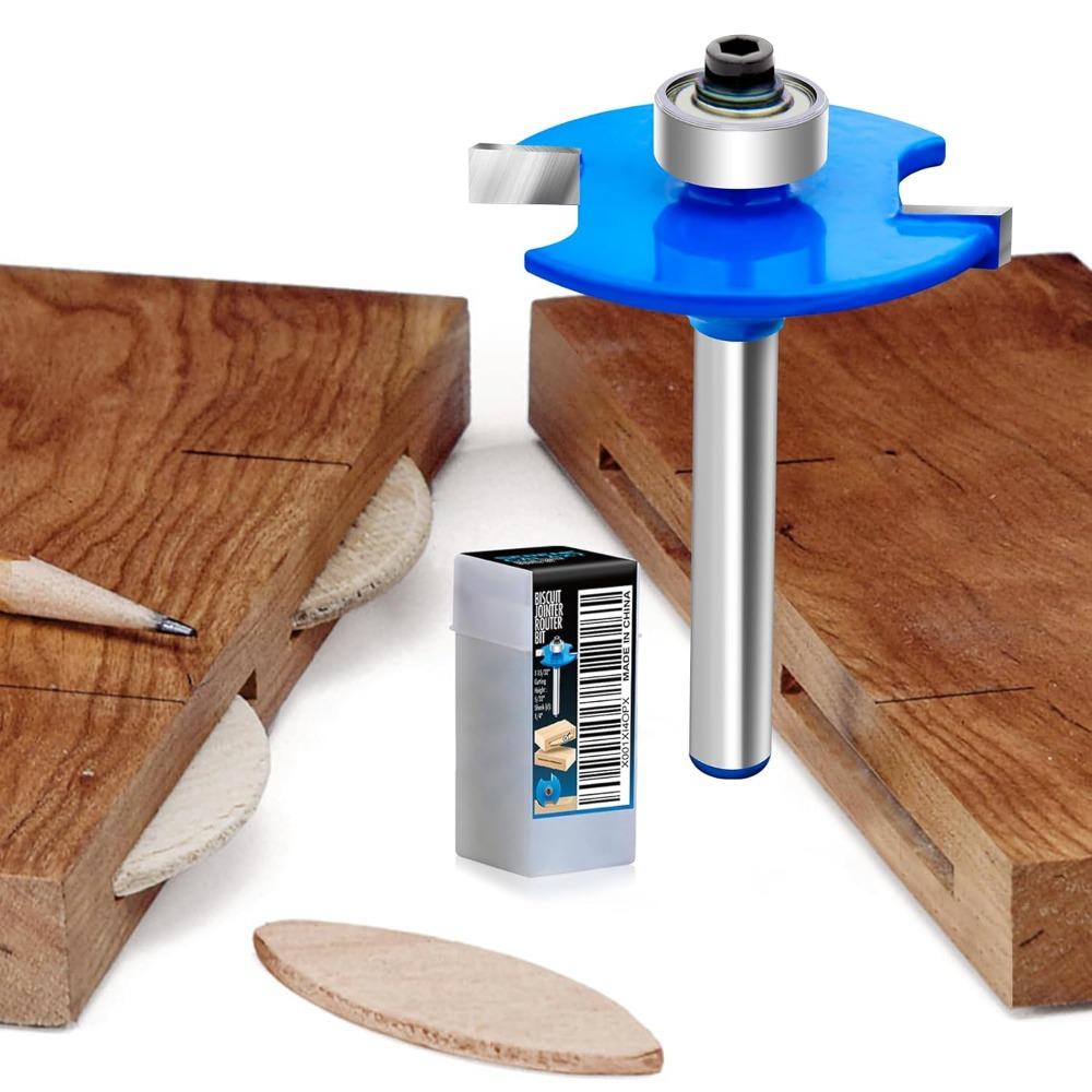 Biscuit Jointer Router Bit 1/4 Inch Shank, Biscuit Joint Slot Cutter Router Bit, Wood Biscuit Cutter, Woodworking Cutter Tool