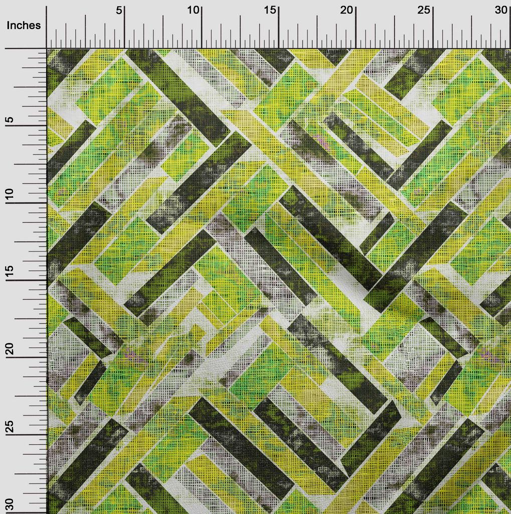 oneOone Cotton Flex Light Green Fabric Stripes Sewing Material Print Fabric By The Yard 40 Inch