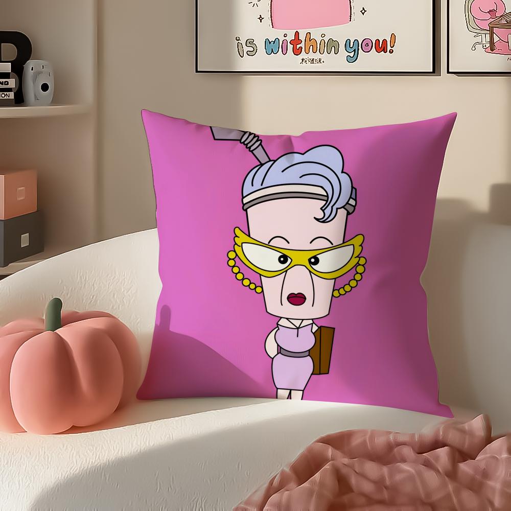 Funny Cartoon HHAPPY FATHER HAPPY SON Cushion Cover Pillowcase Short Plush Invisible Zipper Room Sofa Cushion Cover