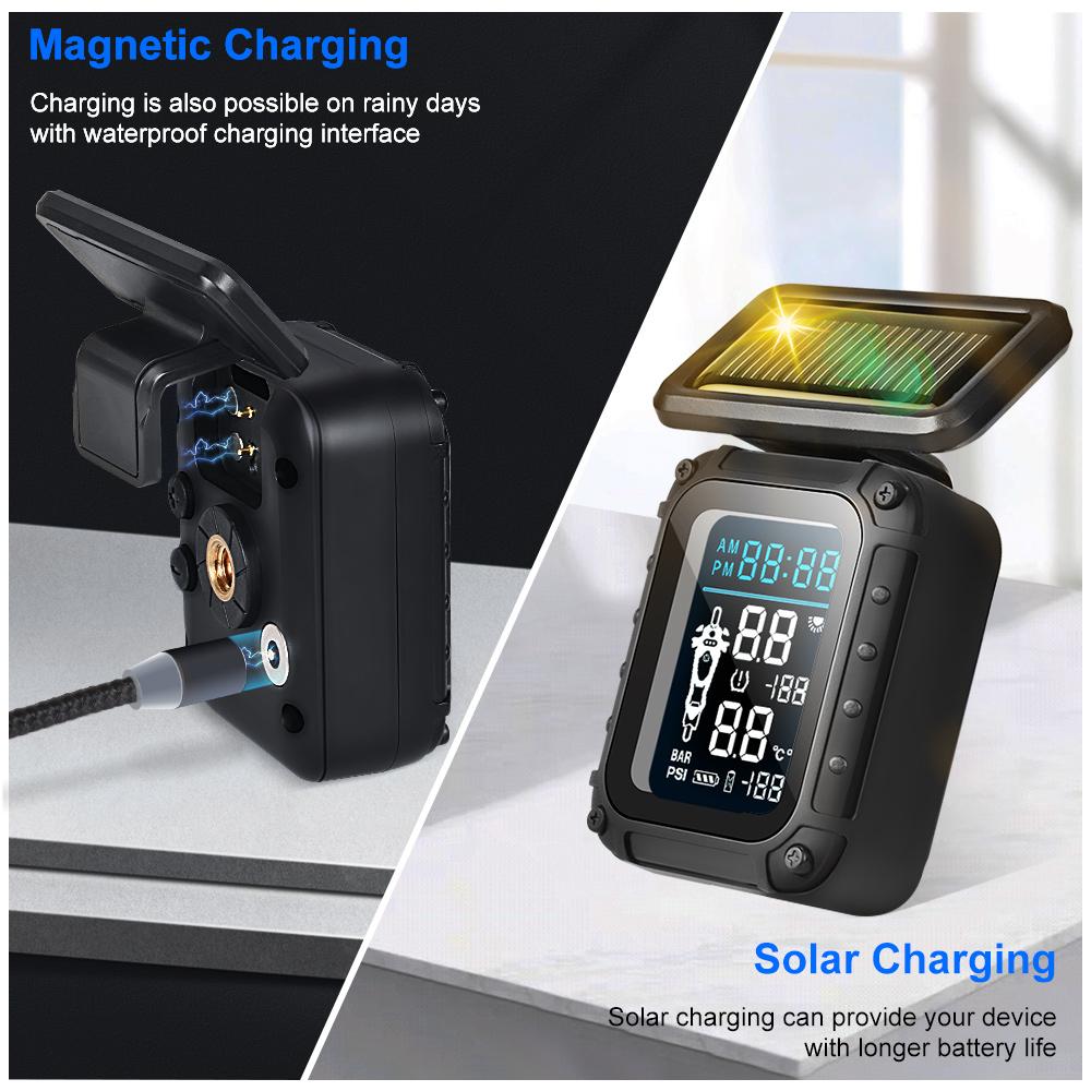 PECHAM TPMS Tire Pressure Sensors Solar Motorcycle Measuring Device Motor Tire Pressure Monitoring System Motor External Sensors
