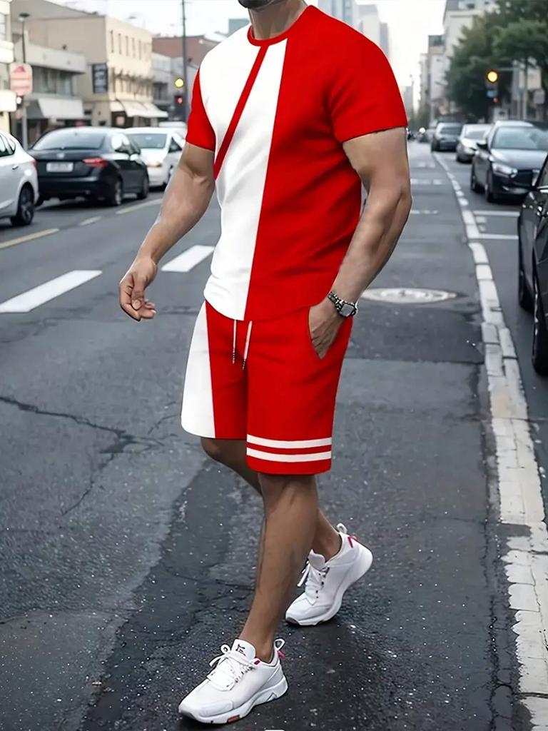 Fashion Casual Men's T-shirt Shorts Set Summer New 3D Printed Men's Clothing Daily Elastic Waist Shorts Short Sleeve Set