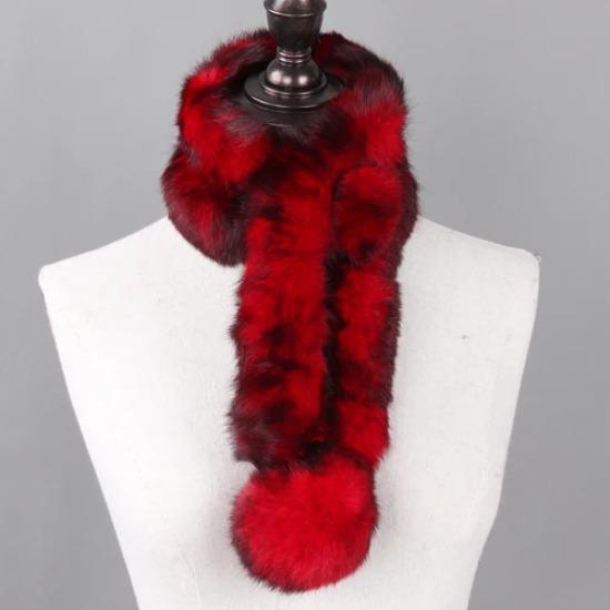Hot Sale Women Winter Real Rabbit Fur Scarf Lady Warm Rabbit Fur Scarves Knit Natural Real Rabbit Fur Ring Casual Muffler