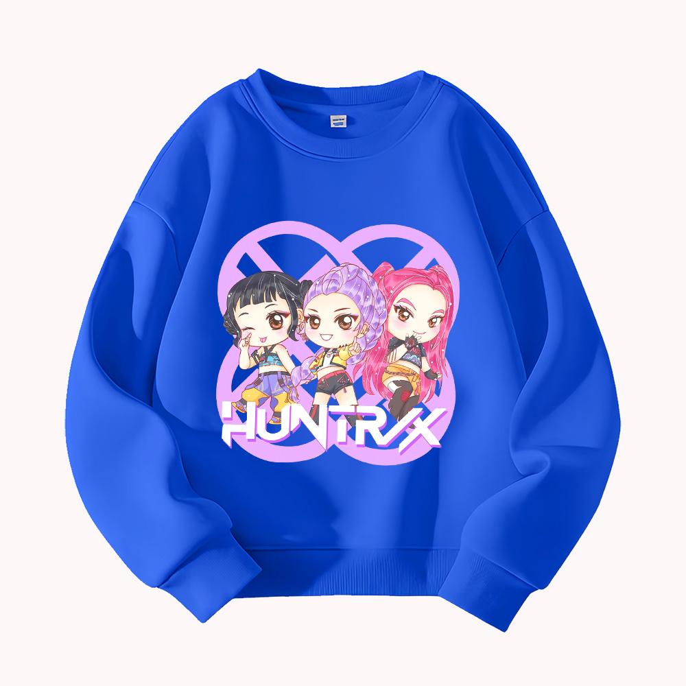 

HUNTRX Kpop Inspired Chibi Girl Group Графічний принт Повсякденний светр з круглим вирізом для жінок Стрітвеар 160