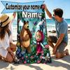 Custom Name Personalized Masha and the Bear Print Beach Towel, for Trip Camping Beach Party Home Decor, Birthday Gift for Family & Friends