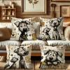 1/4pcs Cute Dog Illustrations Printed Pillowcases Sofa Cushion Cover Home Bedroom Room Decoration