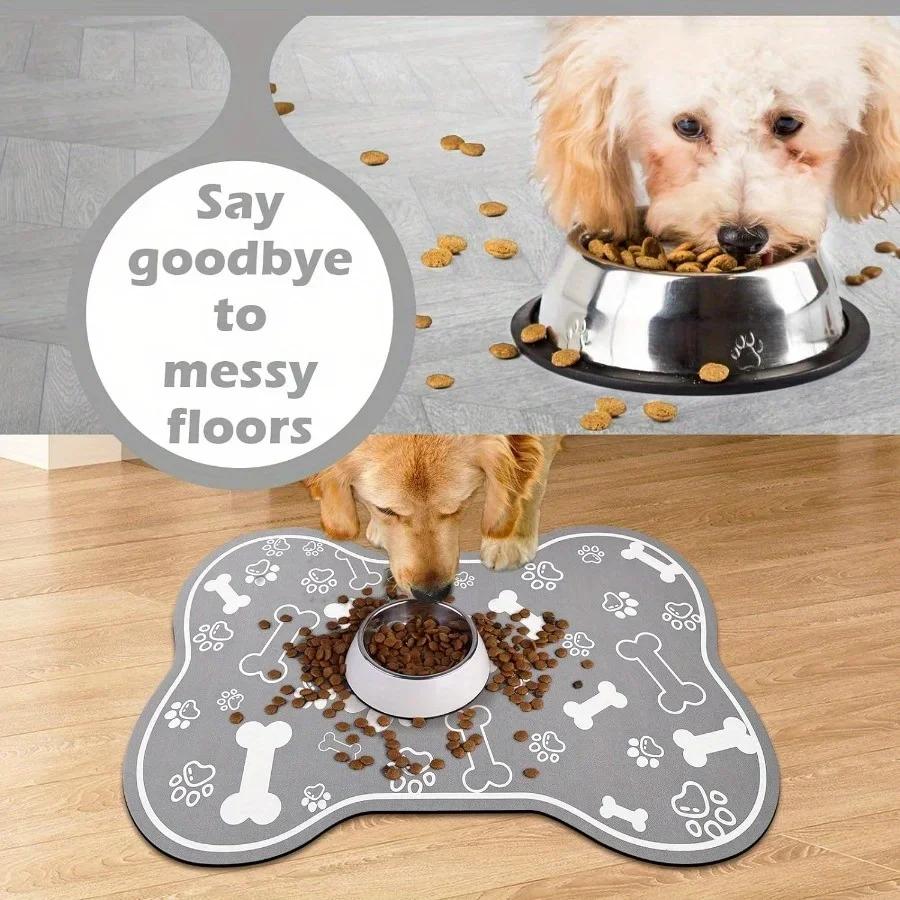 For Bone-Shaped Quick-Dry Pet Feeding Mat With Non-Slip Rubber Backing - Stain-Resistant Diatom Mud Dog & Cat Bowl Placemat