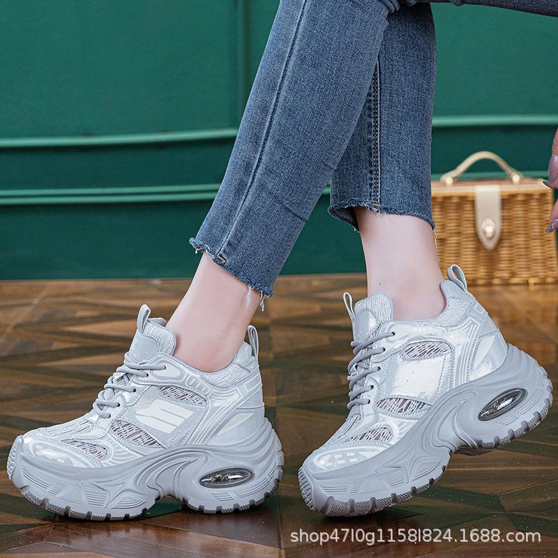 Inner height increase 1 new breathable dad shoes thick-soled mesh small sports and leisure shoes A