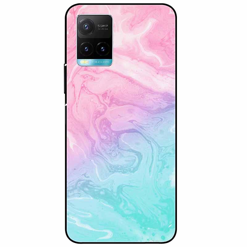 Für vivo Y33s Hülle Y 33s Silikon Weich Bemalt Katze Schwarze Hüllen für Vivo V2109 Y33S Rückseite TPU Hülle für VIVOY33s Cartoon