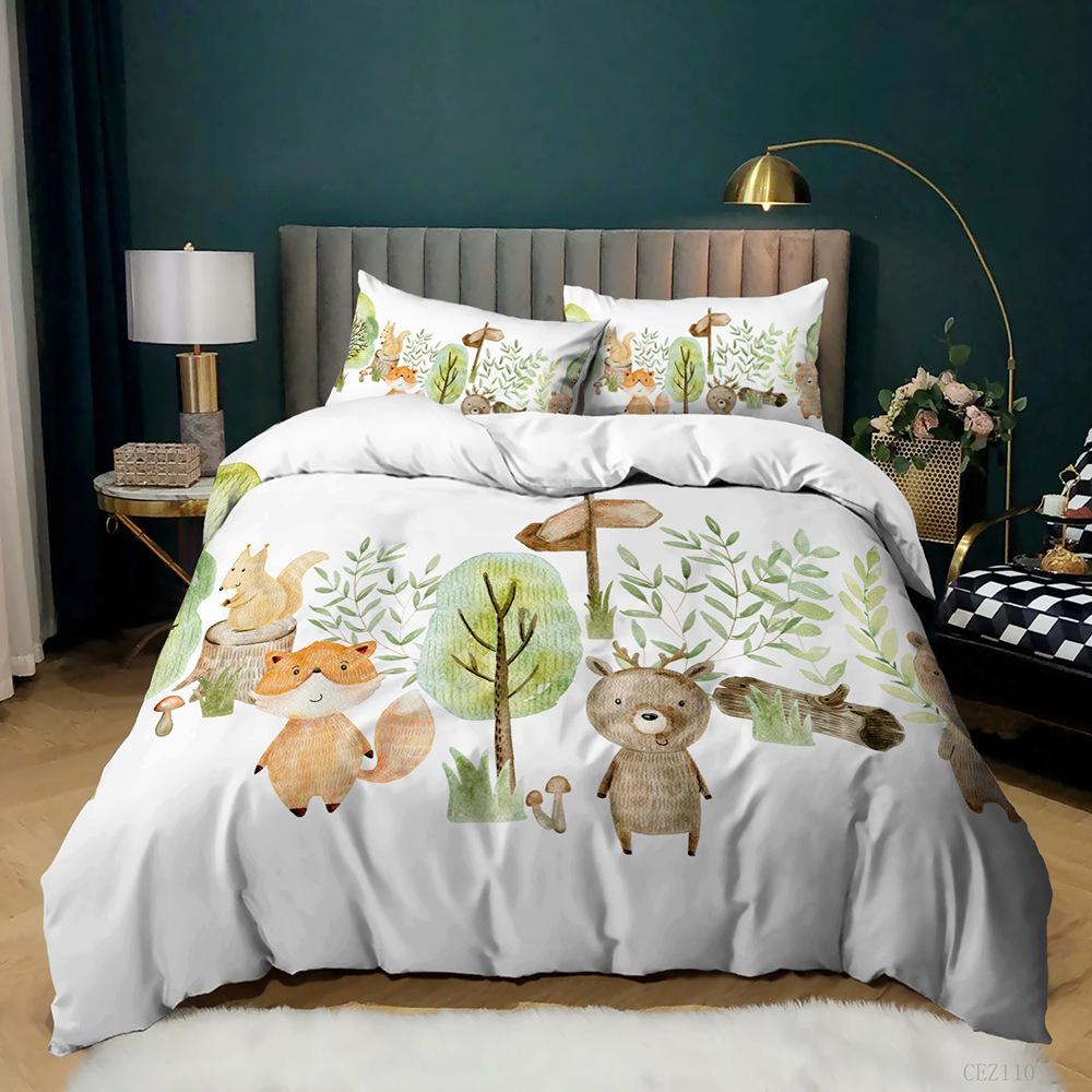 Animal Duvet Cover Set Queen Cute African Animal Print Twin Bedding Set Microfiber Colorful Jungle Animals Zoo Party Quilt Cover