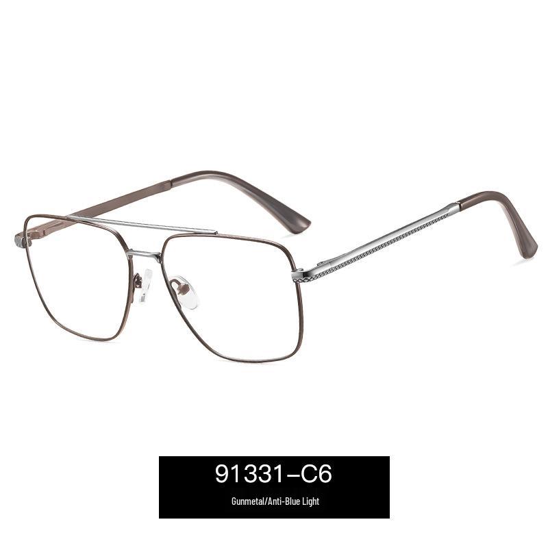 Fashionable High-End Men's Full-Rim Lightweight Metal Glasses with Prescription Lenses for Myopia