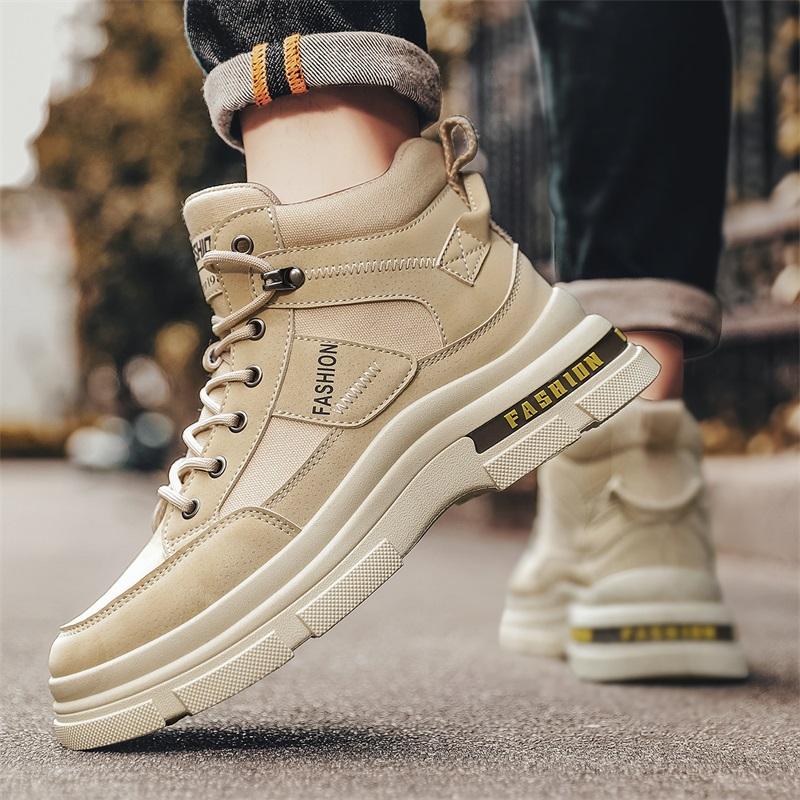 New Fashion Autumn And Winter Men's High Top Martin Boots Students Male Boys Trending Soft Sole Work Shoes Labor Protection Martin Sneakers