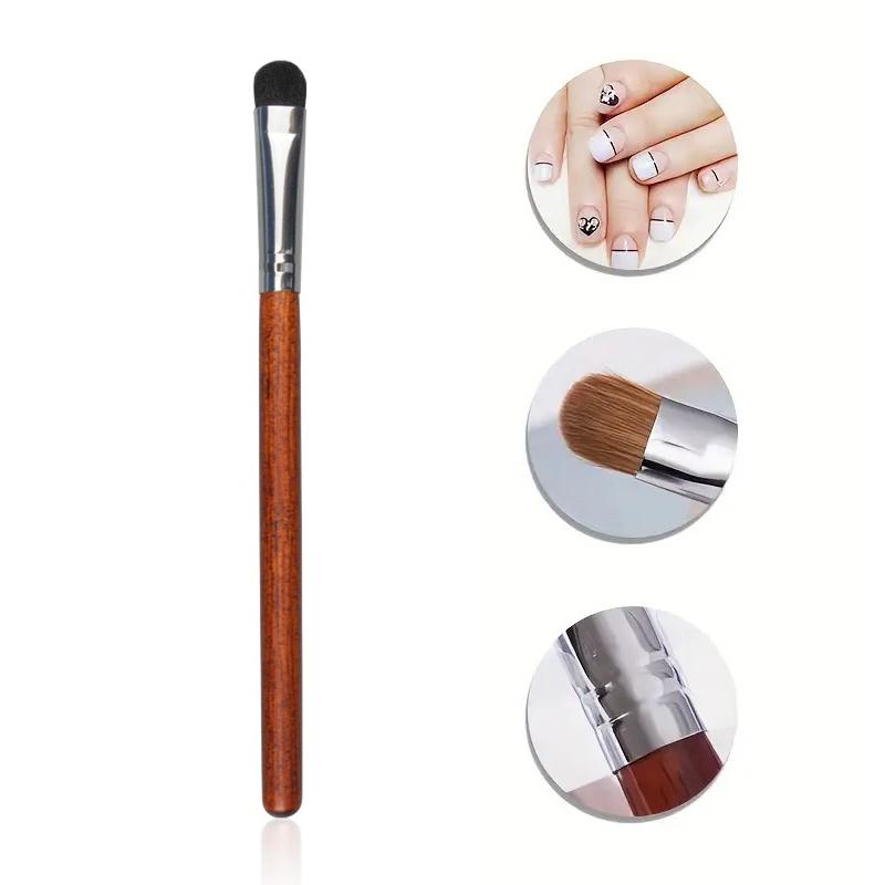 1Pcs Nail Art Brushes French Uv Gel Painting Wood Handle With Dotting Manicure Pedicure Tools