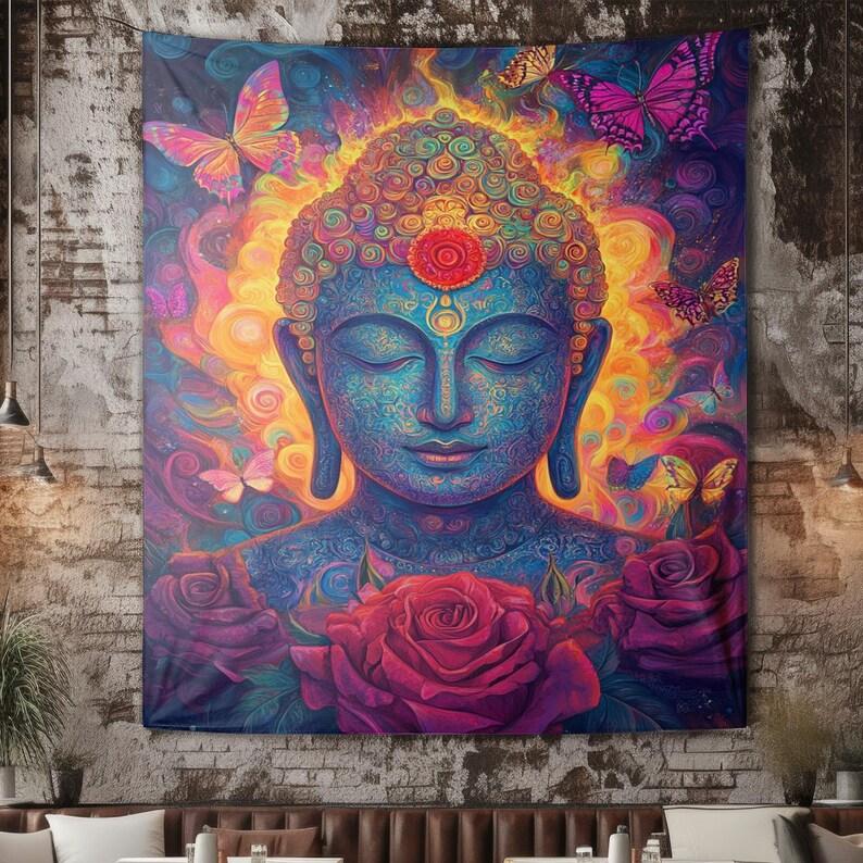 Buddha statue tapestry 75x100 чёрный